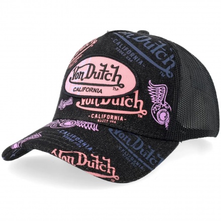 Caps - Von Dutch Oval Patch Text Print Trucker (svart)