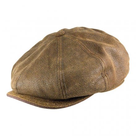 Sixpence / Flat cap - Stetson Burney Leather Flat Cap (brun)