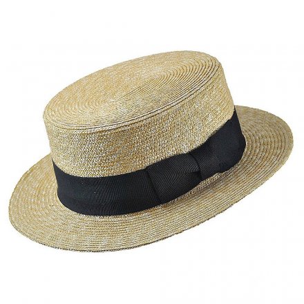 Hatter - Straw Boater Hat Black Band (natur)