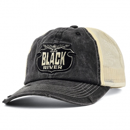 Caps - Black River Eagle Washed Trucker (svart/kremfarget)