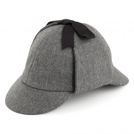 Hatter - Herringbone Sherlock Holmes Deerstalker Hat (Grå)