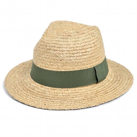 Stråhatt - Gårda Positano Fedora (naturlig/mørkegrønn)