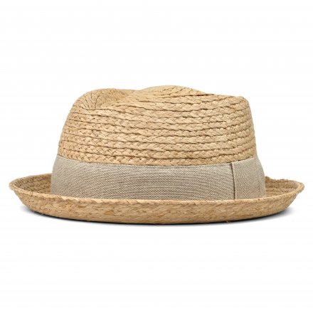 Stråhatt - Gårda Serreta Raffia Trilby (lys natur/lys grå)