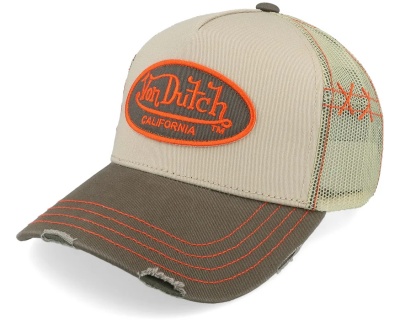 Caps - Von Dutch Distressed Oval Patch Trucker (beige/brun)