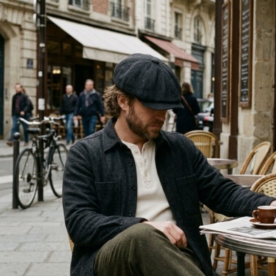 Sixpence / Flat cap - Gårda Aberdour Newsboy (svart/grå)