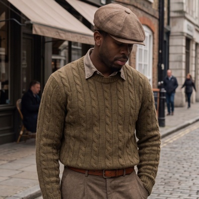 Sixpence / Flat cap - Gårda Vero Linen Newsboy Cap (brun)