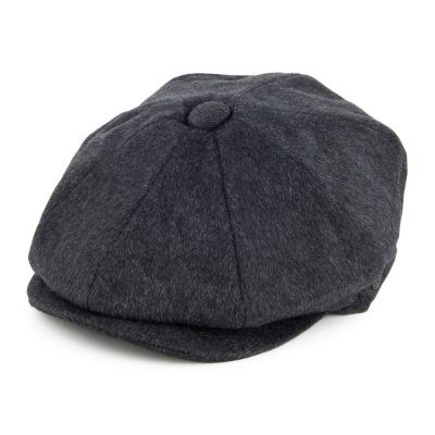 Sixpence / Flat cap - Jaxon Pure Wool Harlem Newsboy Cap (mørk grå)