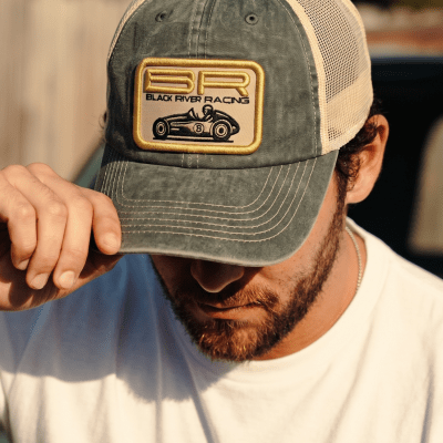Caps - Black River Racer Washed Trucker (mørkegrønn/krem)