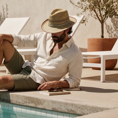 Stråhatt - Gårda Agulo Natural Straw Trilby (natur/krem)
