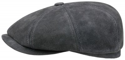 Sixpence / Flat cap - Stetson Hatteras Calf Split Leather (grå)