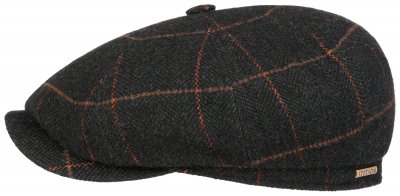 Sixpence / Flat cap - Stetson Hatteras Wool (mørk grå/oransje)