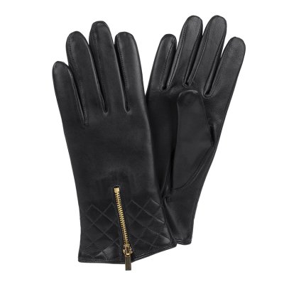 Hansker - HK Women's Hairsheep Leather Glove with Gold Zip (Sort)