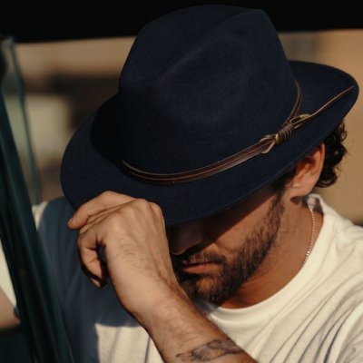 Hatter - Gårda Vicenza Crushable Wool felt Fedora (blå)