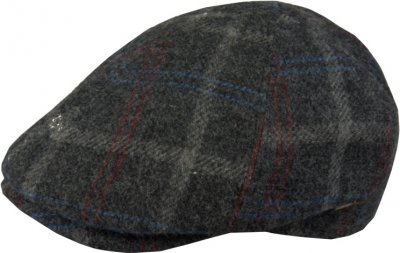 Sixpence / Flat cap - MJM Broker Wool Overcheck (grå-blå)