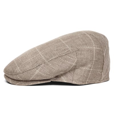Sixpence / Flat cap - Gårda Bradshaw Checkered Sixpence (beige)