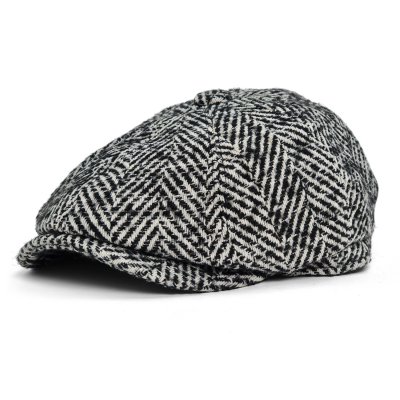 Sixpence / Flat cap - Gårda Coulter Newsboy (svart/hvitt)