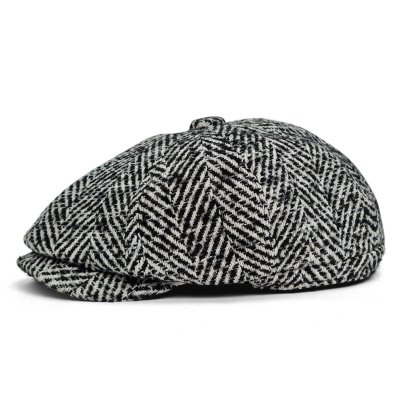 Sixpence / Flat cap - Gårda Coulter Newsboy (svart/hvitt)
