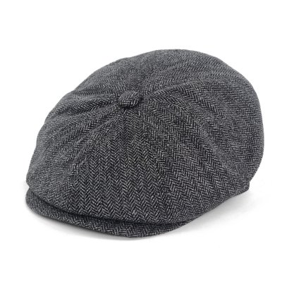 Sixpence / Flat cap - Gårda Premium Oakham Wool Newsboy (svart/hvitt)