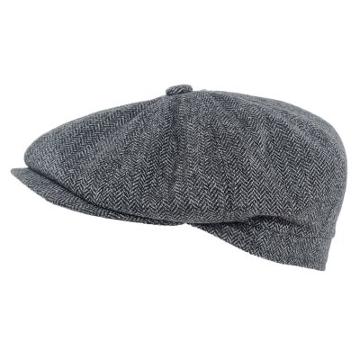 Sixpence / Flat cap - Gårda Premium Oakham Wool Newsboy (svart/hvitt)