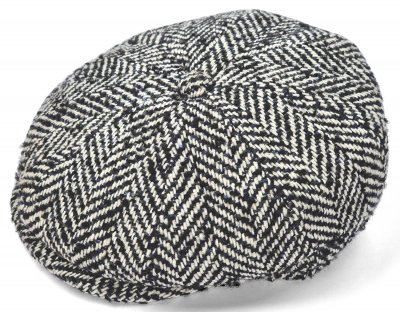 Sixpence / Flat cap - Gårda Venice Wool Newsboy Cap (svart/hvit/blå)