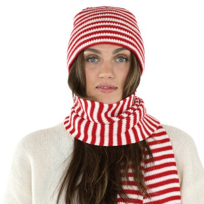 Skjerf - Gårda Engelberg Striped Wool Mix Scarf (rød/hvit)