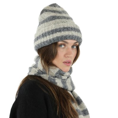 Skjerf - Gårda Grindelwald Striped Wool Mix Scarf (beige/grå)