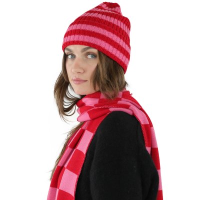 Skjerf - Gårda Kitzbühel Merino Wool Check Scarf (rød/rosa)