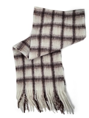 Skjerf - Gårda Rennell Check Wool Mix Scarf (beige)