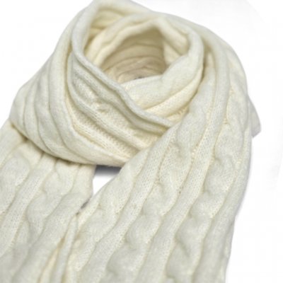 Skjerf - Gårda Sölden Cable Knit Wool Mix Scarf (hvit)