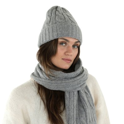 Skjerf - Gårda Sölden Cable Knit Wool Mix Scarf (grå)