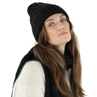 Skjerf - Gårda Sölden Cable Knit Wool Mix Scarf (svart)