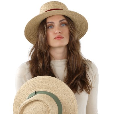 Stråhatt - Gårda Palma Gambler (naturlig/rød)