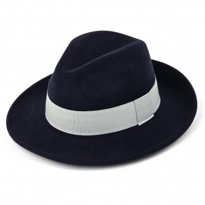 Hatter - Gårda Volterra Fedora Wool Hat (marineblå/off-white)