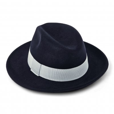 Hatter - Gårda Volterra Fedora Wool Hat (marineblå/off-white)