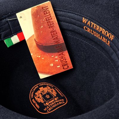 Hatter - Gårda Volterra Fedora Wool Hat (marineblå/off-white)