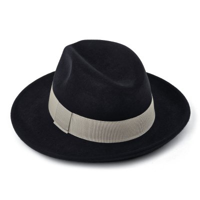 Hatter - Gårda Volterra Fedora Wool Hat (svart/kremfarget)