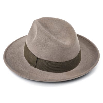 Hatter - Gårda Volterra Fedora Wool Hat (taupe/militærgrønn)