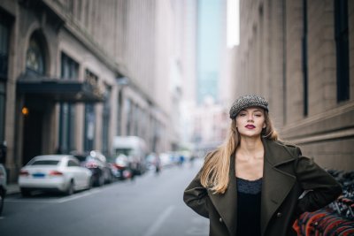 Sixpence / Flat cap - Gårda Venice Wool Newsboy Cap (svart/hvit/blå)