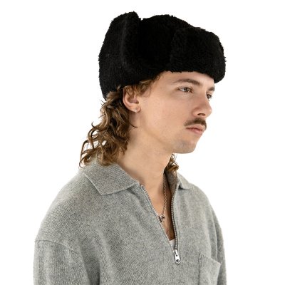 Pelslue - Gårda Angora Trapper Hat (svart)