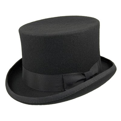 Hatter - Mid-Crown Top Hat (flosshatt) (sort)