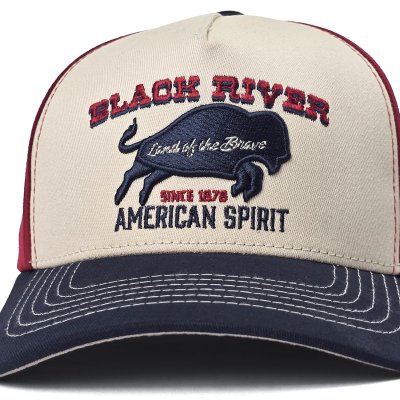 Caps - Black River Buffalo Trucker (krem/rød/blå)