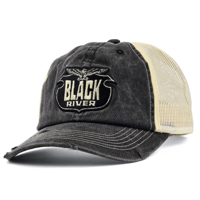Caps - Black River Eagle Washed Trucker (svart/kremfarget)