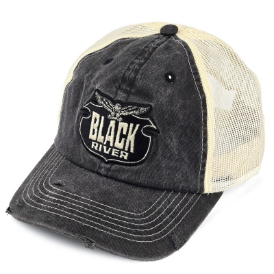 Caps - Black River Eagle Washed Trucker (svart/kremfarget)