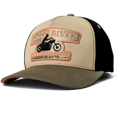 Caps - Black River Motorcycle Trucker (beige/svart/grønn)