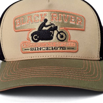 Caps - Black River Motorcycle Trucker (beige/svart/grønn)