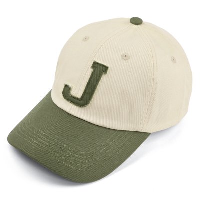 Caps - Gårda Letter Cap 'J' (krem/mosegrønn)
