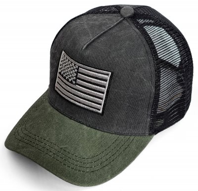 Hette - Gårda Flag Denim Trucker Cap (svart/grønn)