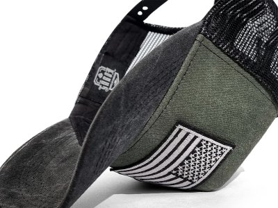 Hette - Gårda Flag Denim Trucker Cap (grønn/svart)