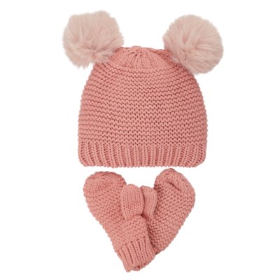 Lue og votter Barn - Gårda Målilla Knitted Set (rosa)
