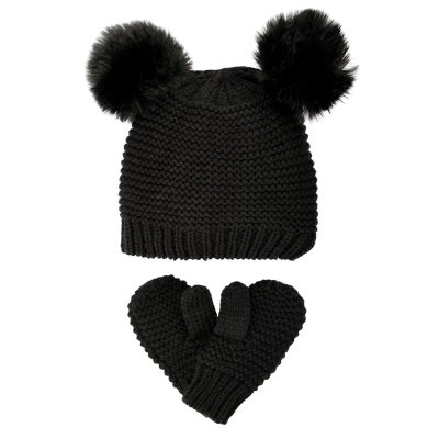 Lue og votter Barn - Gårda Målilla Knitted Set (svart)